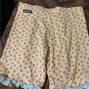 Polka Dot Girls Size 14 Shorts - Green and Cream With Blue Trim